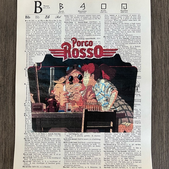 Porco Rosso (Movie) Themed Dictionary Prints - Set of 6 - Picture 5 of 7